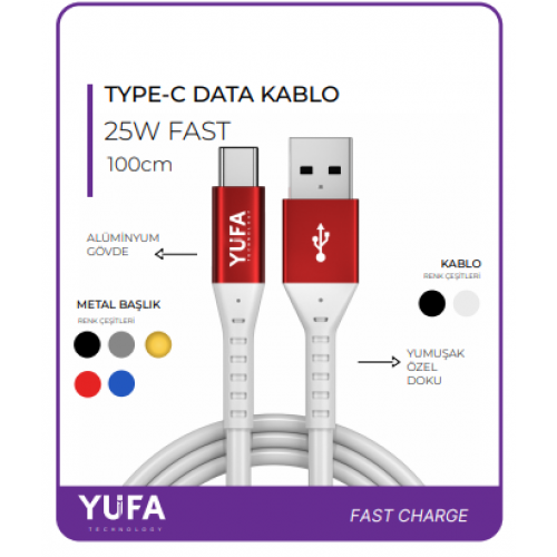 3.4 A TYPE-C TO USB DATA VE ŞARJ KABLOSU