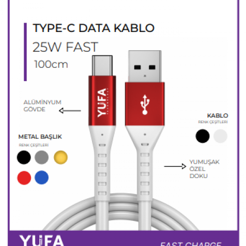 3.4 A TYPE-C TO USB DATA VE ŞARJ KABLOSU