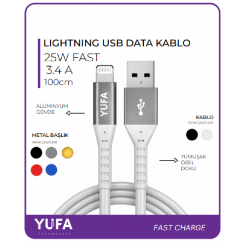 3.4 LIGHTNING TO USB DATA VE ŞARJ KABLOSU 
