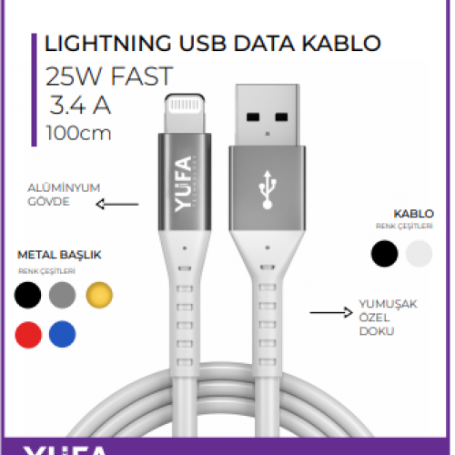 3.4 LIGHTNING TO USB DATA VE ŞARJ KABLOSU 