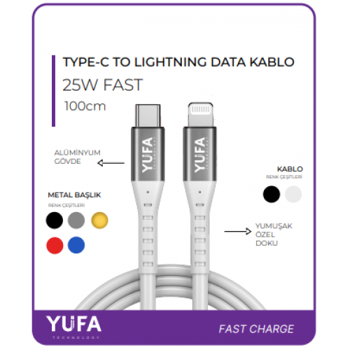 25 W LIGHTNING TO TYPE-C ŞARJ KABLOSU