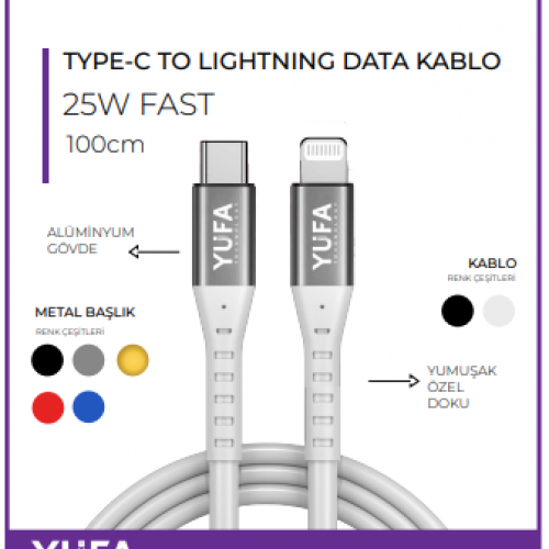 25 W LIGHTNING TO TYPE-C ŞARJ KABLOSU