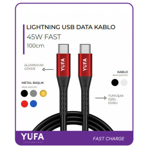 45 W TPYE-C TO TPYE-C ŞARJ KABLOSU