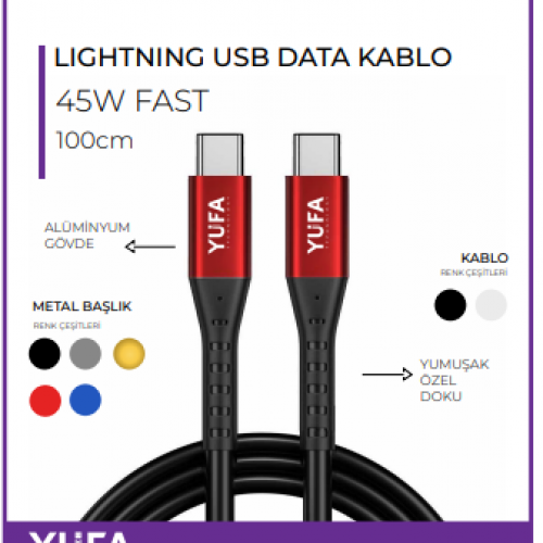 45 W TPYE-C TO TPYE-C ŞARJ KABLOSU